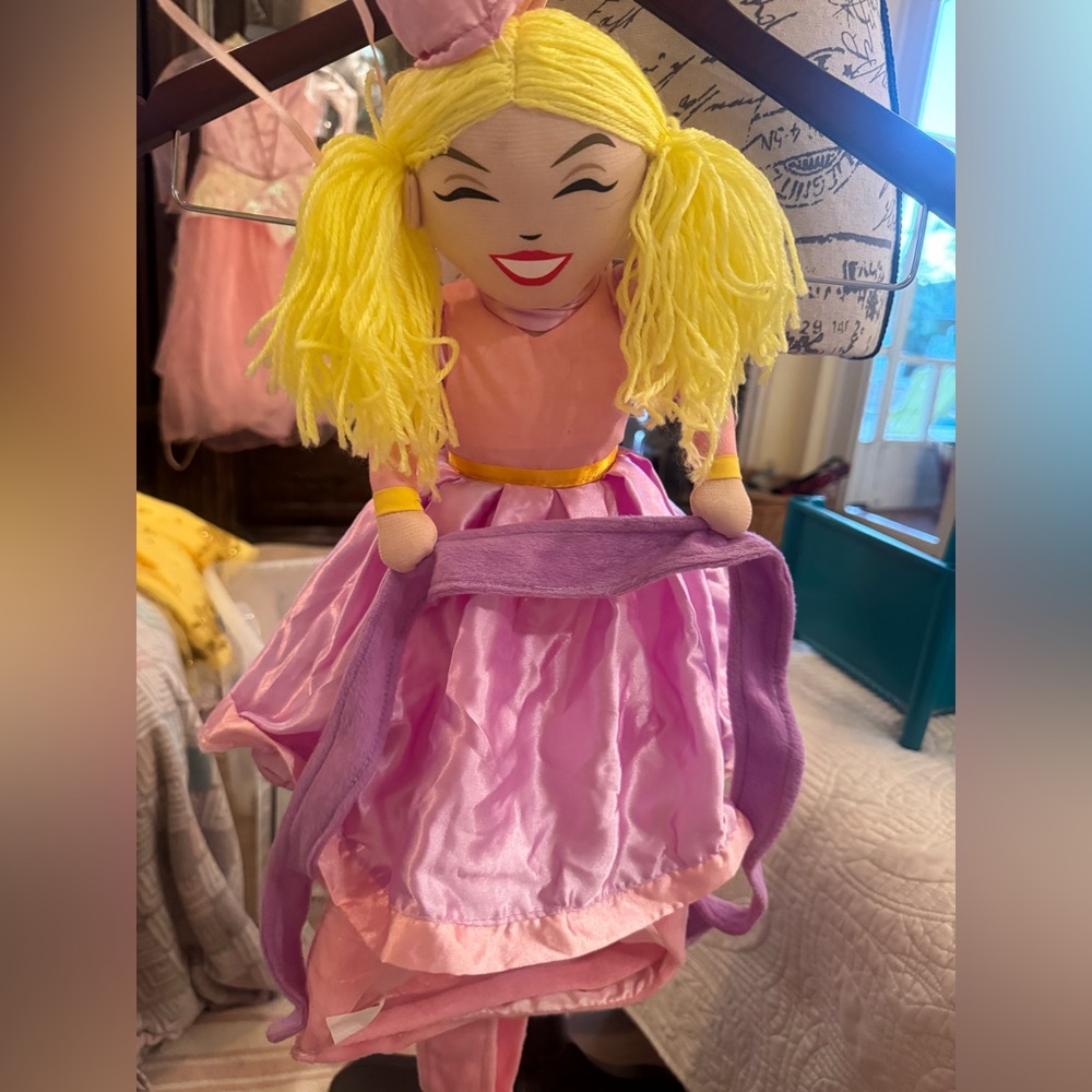 Target Pink Doll princess dog costume xl with Yellow Hair and Purple Accents